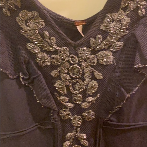 Free People V Neckline Beads Embellishments Mini Dress NWT - Picture 5 of 8